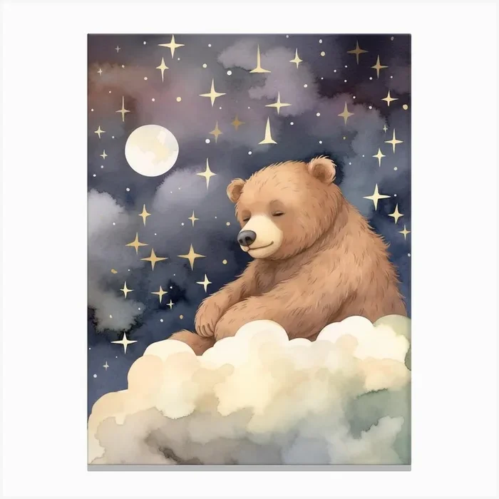 Sleeping Baby Brown Bear 2 Canvas Print by Scribble Studio