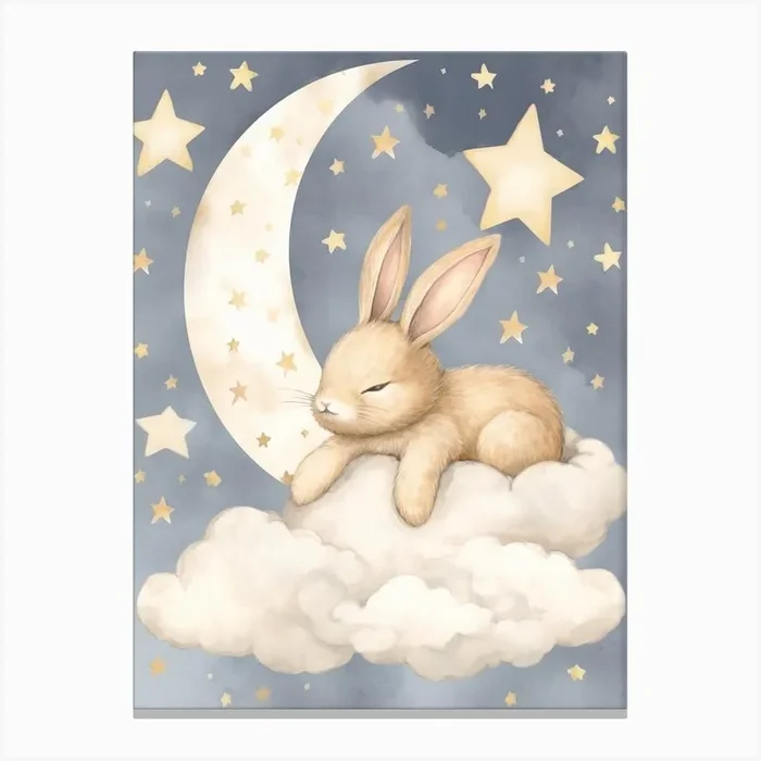 Sleeping Baby Bunny Canvas Print by Scribble Studio