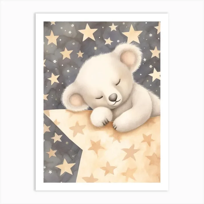 Sleeping Baby Koala 1 Art Print by Scribble Studio