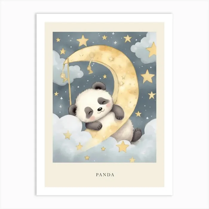 Sleeping Baby Panda 3 Nursery Poster Art Print by Scribble Studio