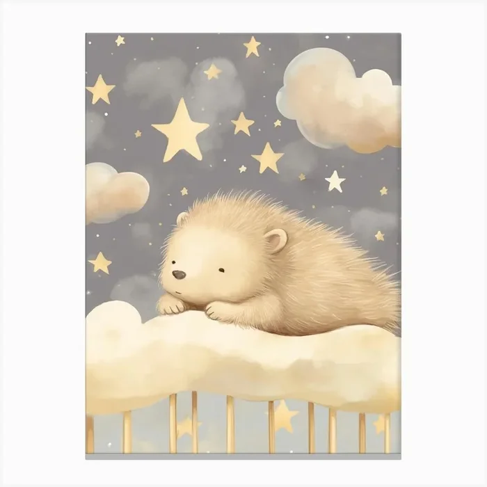 Sleeping Polar Bear 4 Canvas Print by Scribble Studio