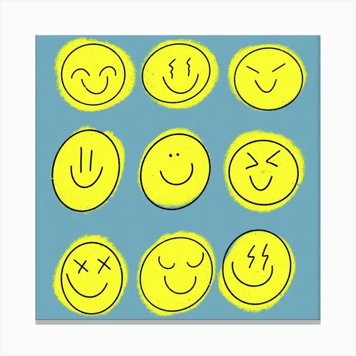 Smileys Square Canvas Print by Alexandra Ramirez