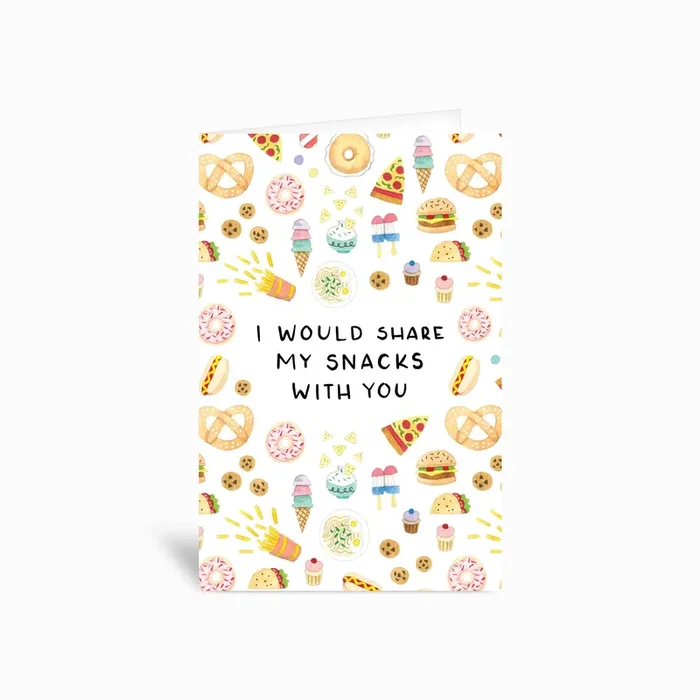 Snacks Love Card 4×6 Greetings CardKP by Katie Perez