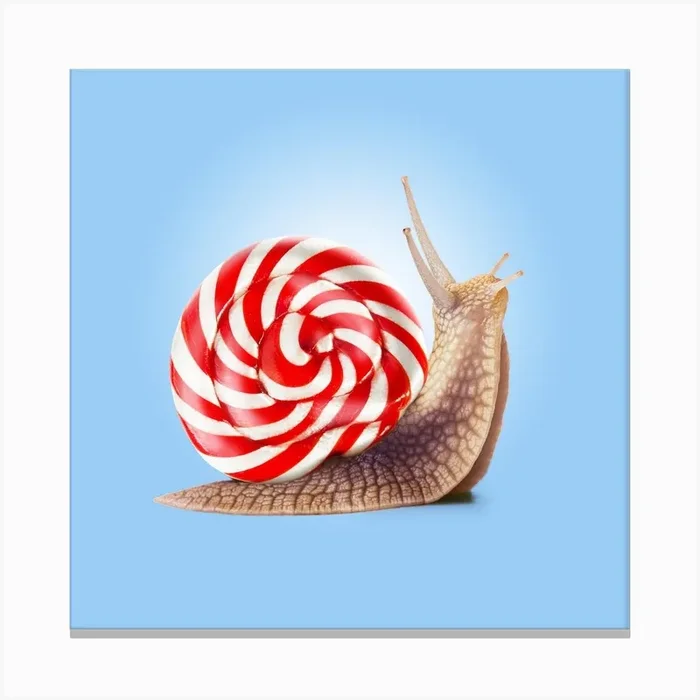 Snail Candy Square Canvas Print by 360brain