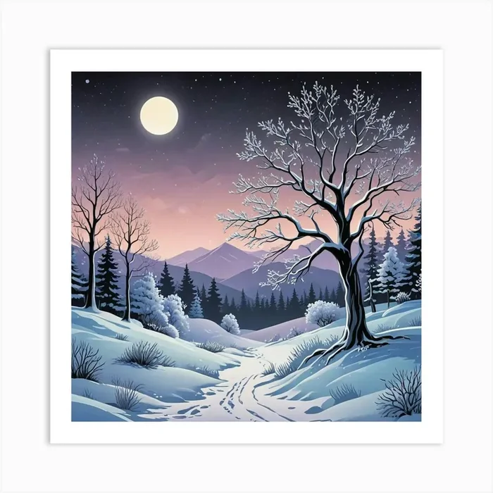 Snowy Winter Art Print (6) Art Print by Hamza
