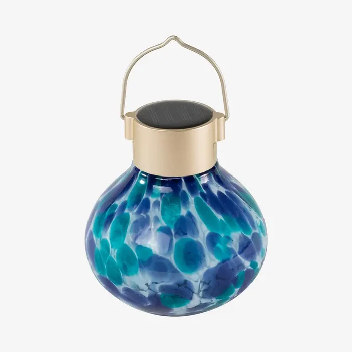 Solar Glass Tea Lantern – Tidal Blue by Allsop Home and Garden