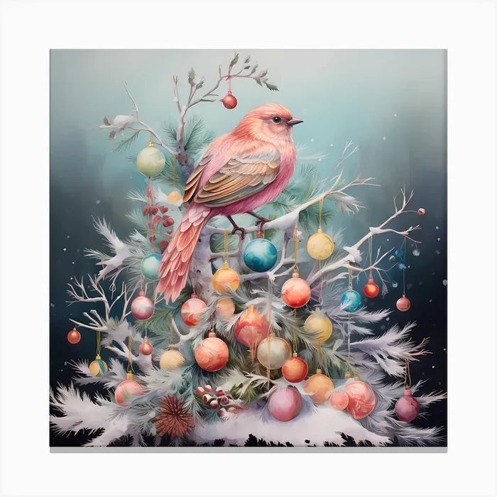 Soothing Serenade: Watercolour Christmas Bliss 1 Canvas Print by Quantum Vivid Digital Art