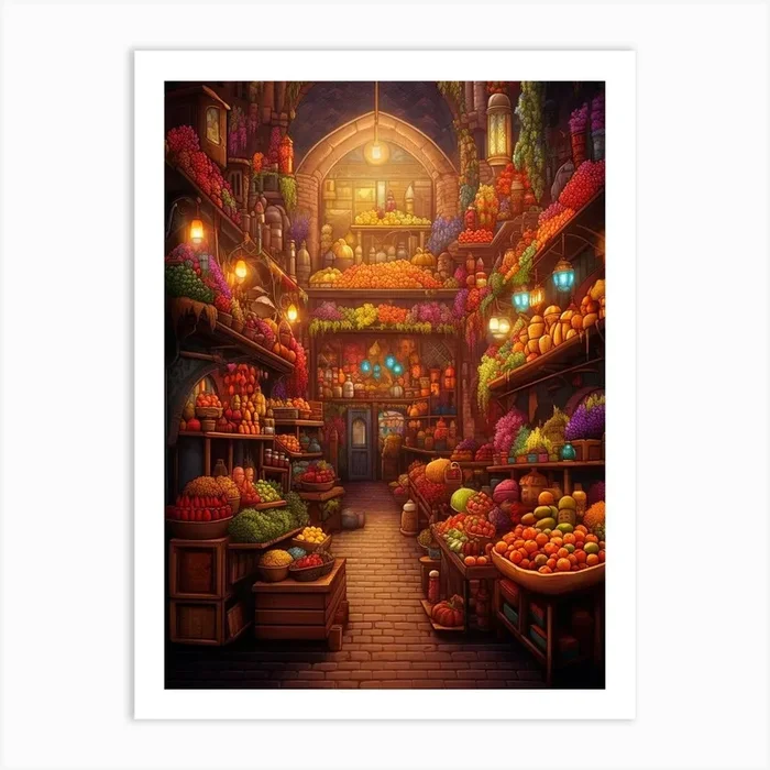 Spice Bazaar Pixel Art 3 Art Print by PixelPerfect