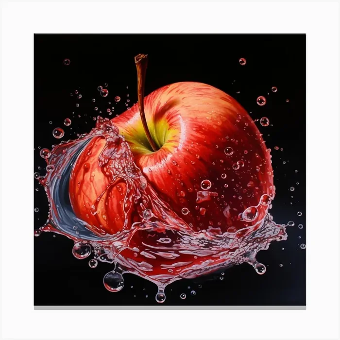 Splashing Apple Canvas Print by PaigeDesigns