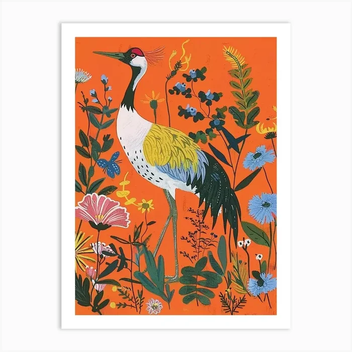 Spring Birds Crane 3 Art Print by Feathered Muse