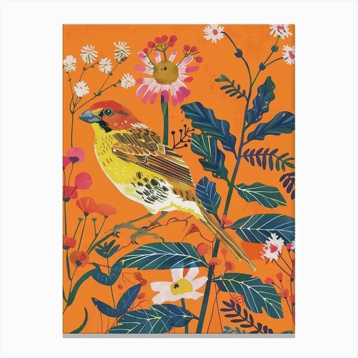 Spring Birds Finch 3 Canvas Print by Feathered Muse