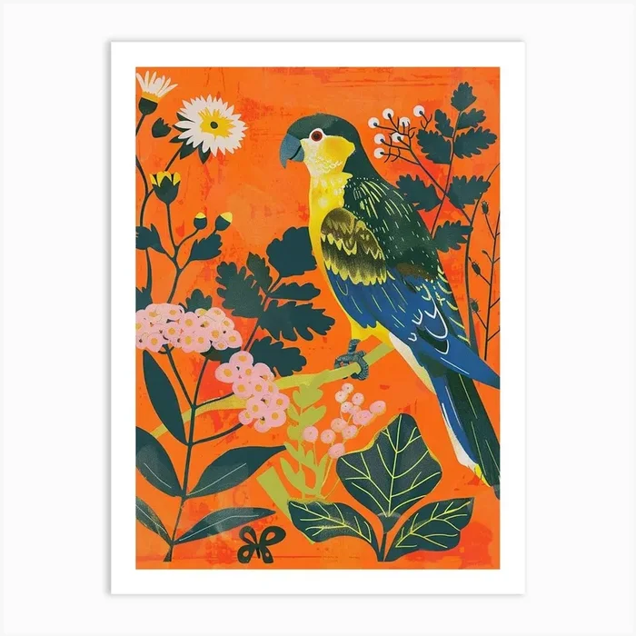 Spring Birds Parrot Art Print by Feathered Muse