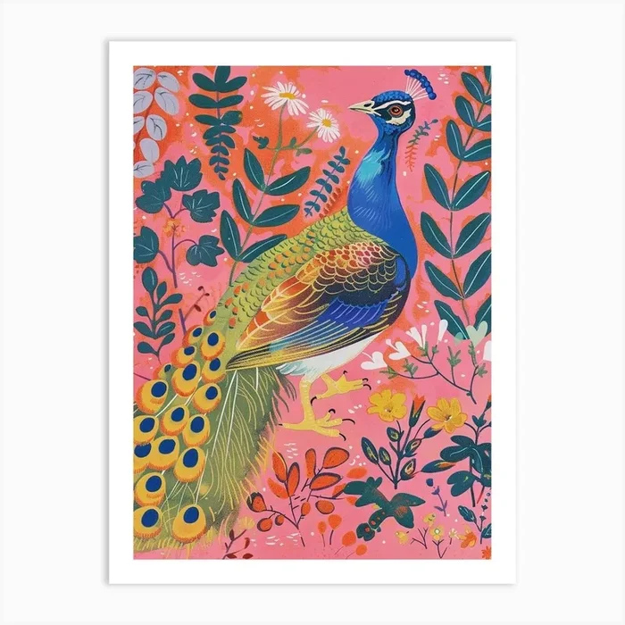 Spring Birds Peacock 7 Art Print by Feathered Muse