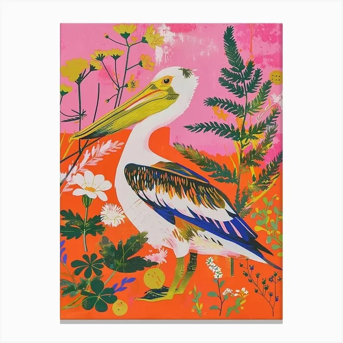 Spring Birds Pelican 2 Canvas Print by Feathered Muse