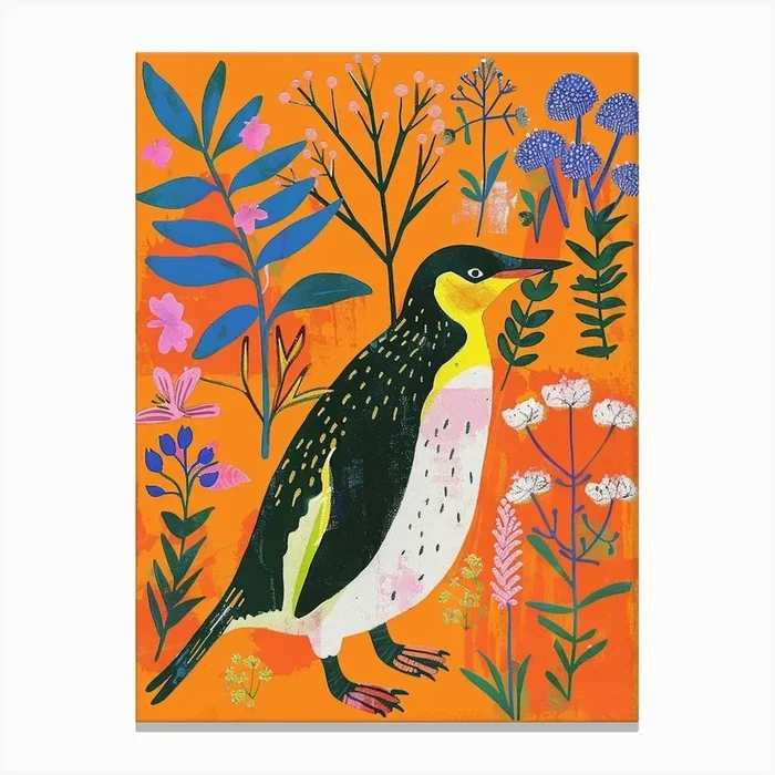 Spring Birds Penguin 6 Canvas Print by Feathered Muse