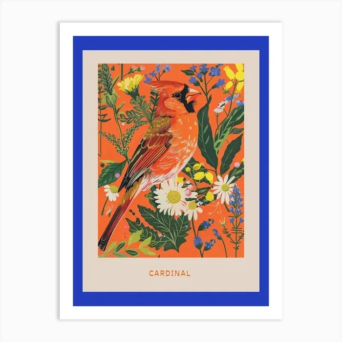 Spring Birds Poster Cardinal 2 Art Print by Feathered Muse