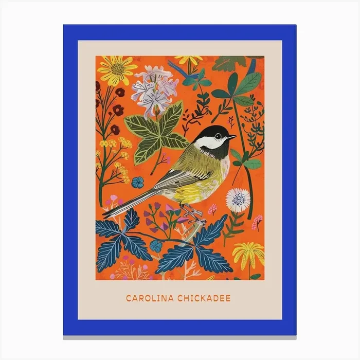 Spring Birds Poster Carolina Chickadee 2 Canvas Print by Feathered Muse