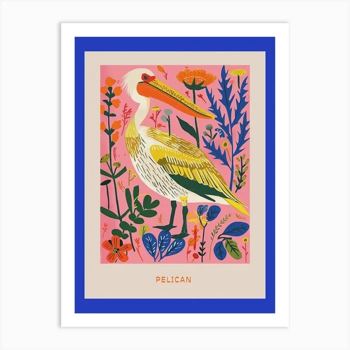 Spring Birds Poster Pelican 4 Art Print by Feathered Muse