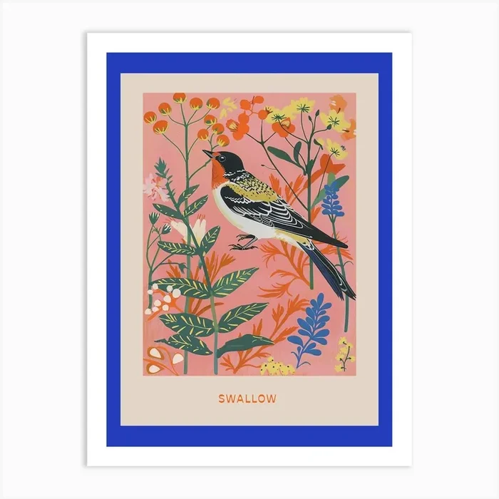 Spring Birds Poster Swallow 1 Art Print by Feathered Muse