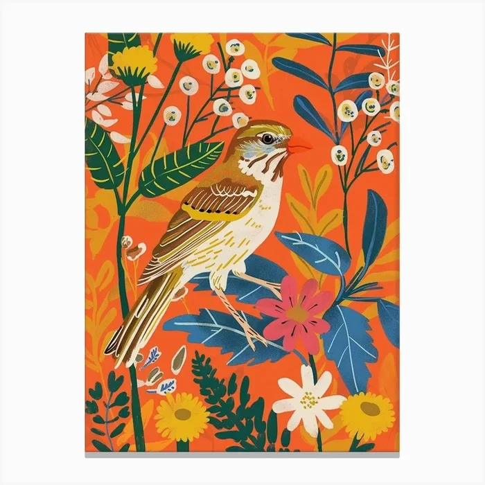 Spring Birds Sparrow 2 Canvas Print by Feathered Muse