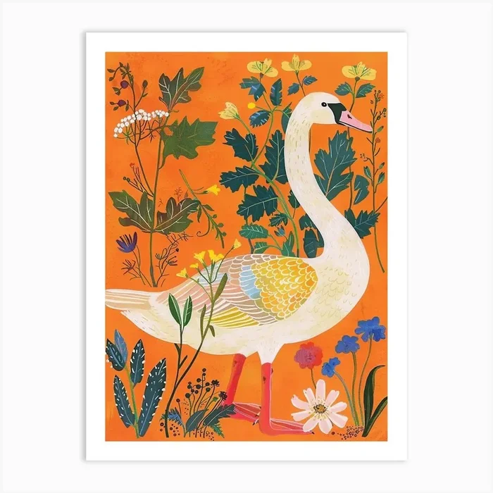Spring Birds Swan 4 Art Print by Feathered Muse