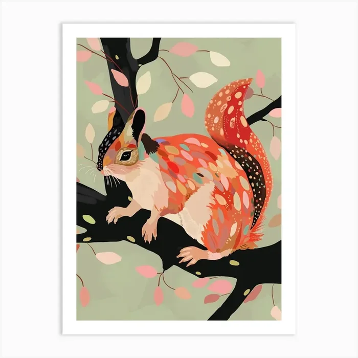 Squirrel In The Trees Art Print by ArtsySesta