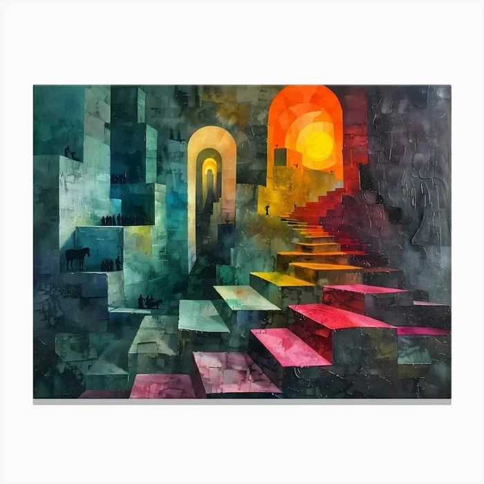 Stairs To Heaven, Cubism Canvas Print by Moisky