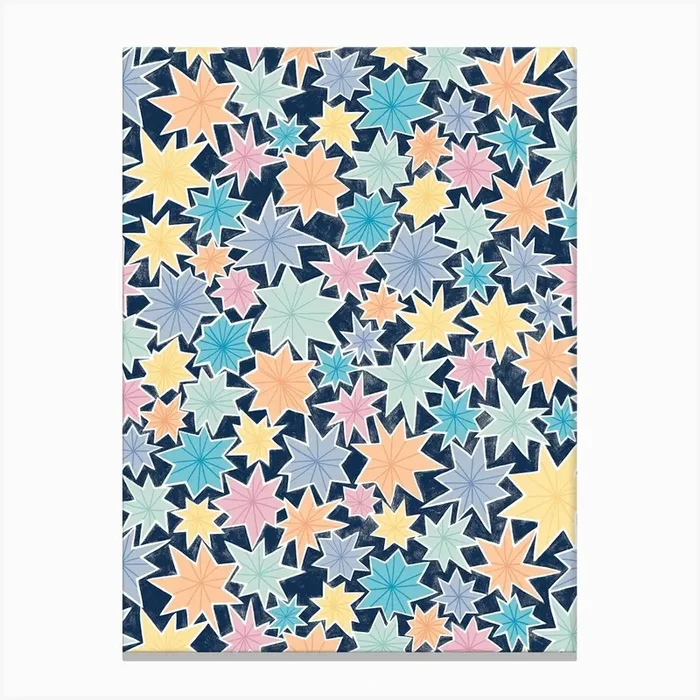 Starry Night – Pastel Navy Canvas Print by Rachel Parker Designs