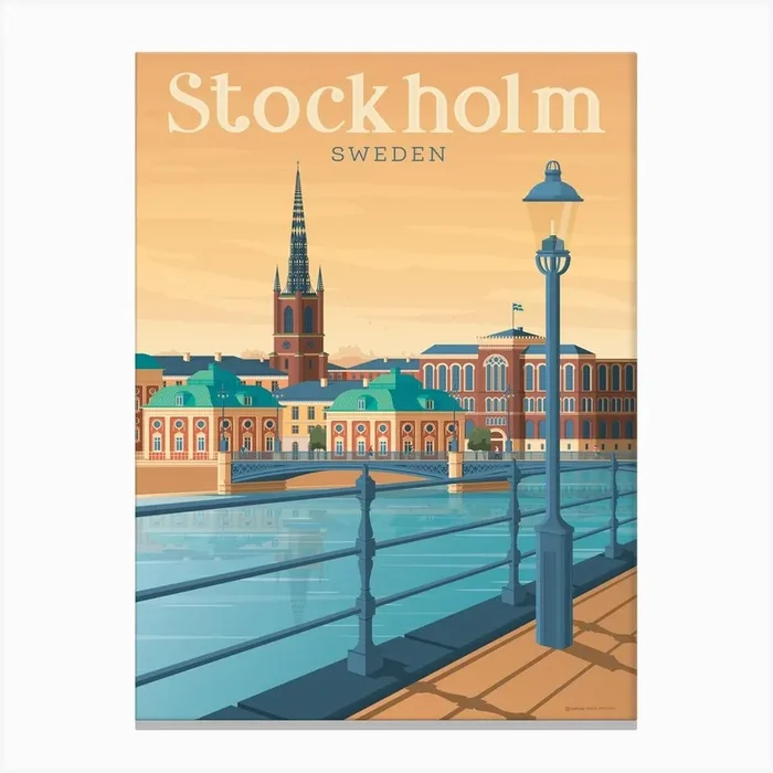Stockholm Sweden Canvas Print by Olahoop Travel Posters