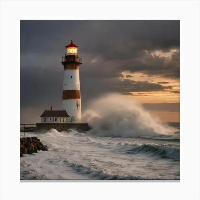 Stormy Lighthouse Canvas Print by FATSLIM
