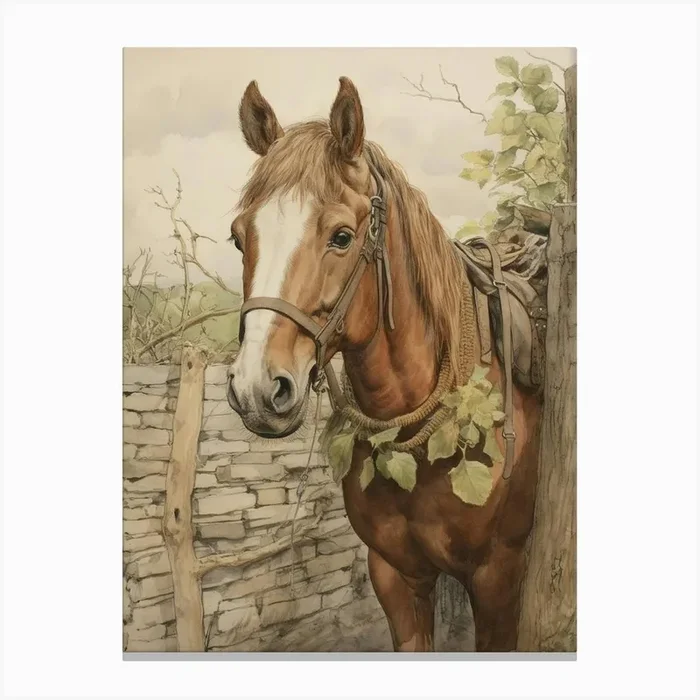 Storybook Animal Watercolour Horse 3 Canvas Print by Scribble Studio