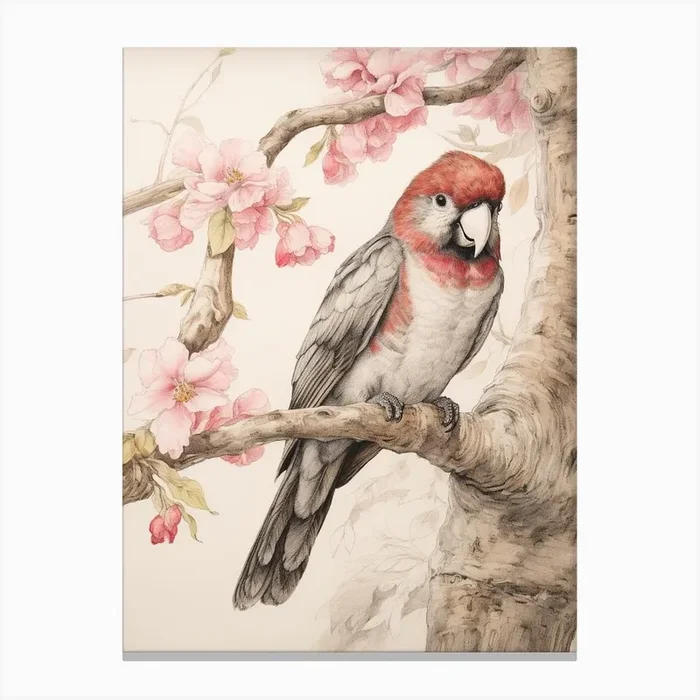 Storybook Animal Watercolour Parrot 3 Canvas Print by Scribble Studio