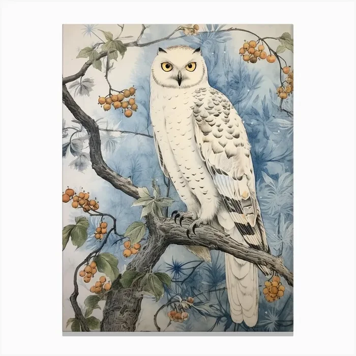 Storybook Animal Watercolour Snowy Owl 2 Canvas Print by Scribble Studio