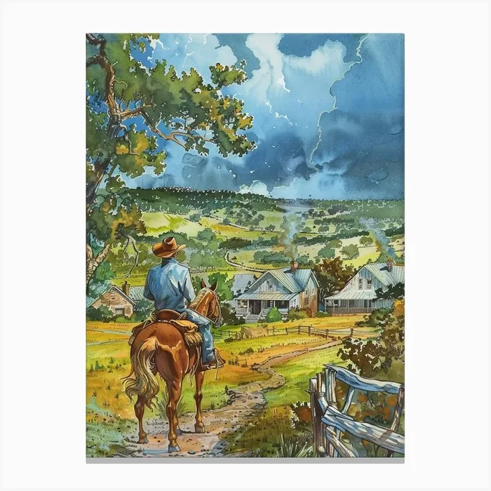Storybook Illustration Skyline Austin Texas 1 Canvas Print by PixelPerfect