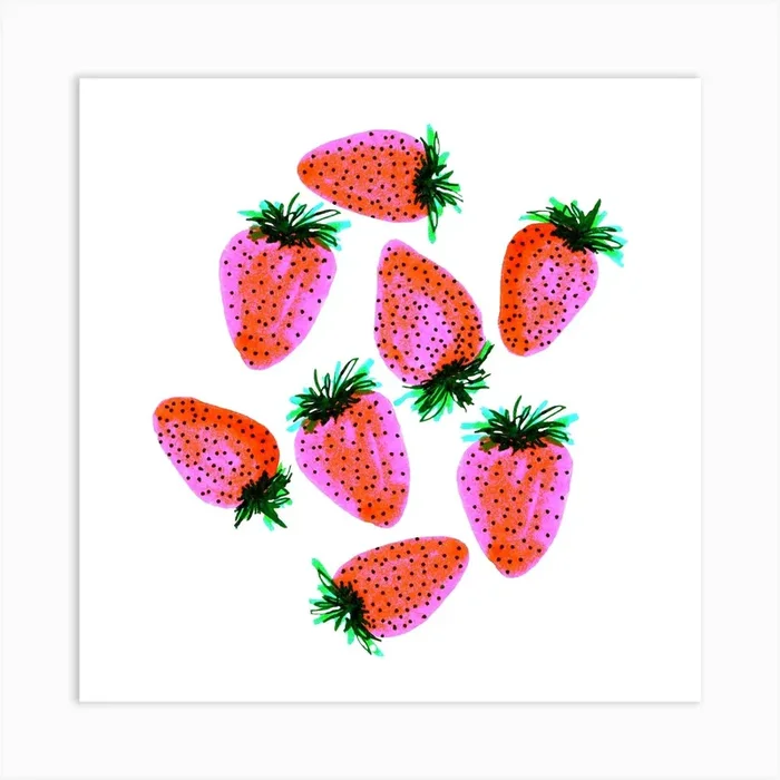Strawberries 2 Art Print by Shelworks Stationery