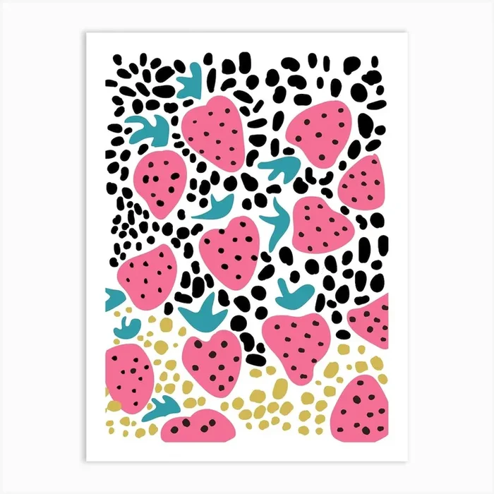 Strawberry Fields Pattern Art Print by Mambo