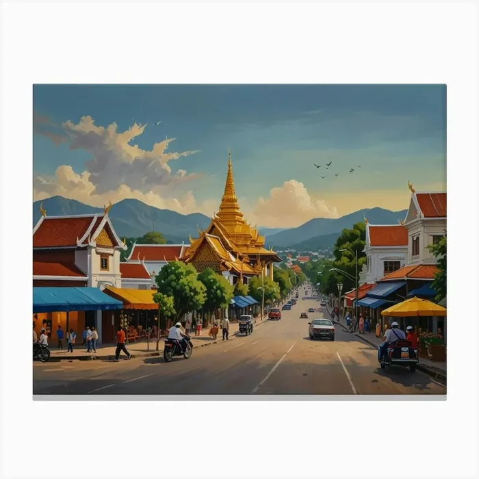 Street Scene In Thailand Art Canvas PrintS by Saiful