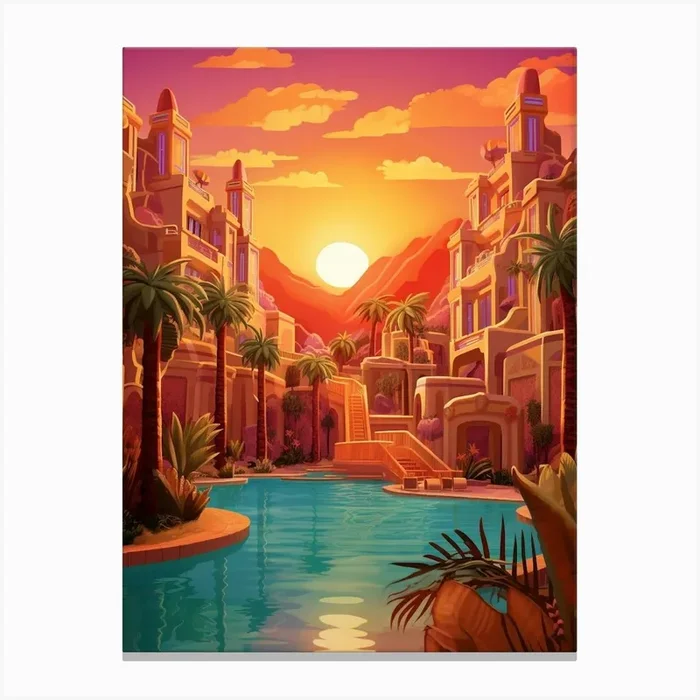 Sun City Resort Cartoon 2 Canvas Print by PixelPerfect