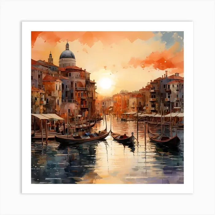 Sun-Kissed Palazzi: Coastal Whispers Art Print by Quantum Vivid Digital Art