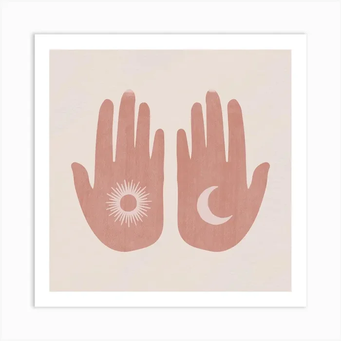 Sun, Moon, Hands Art Print by Mambo