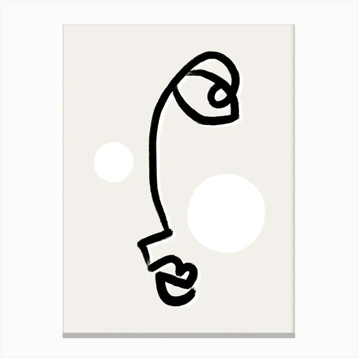 Sunny Face Black Canvas Print by Bohomadic Studio