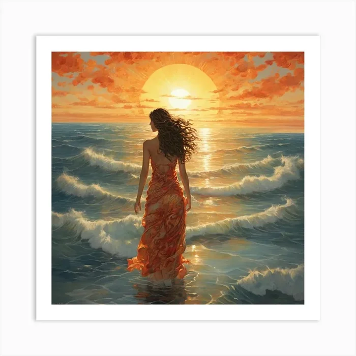 Sunset At The Beach 3 Art PrintK by Khoudairamus