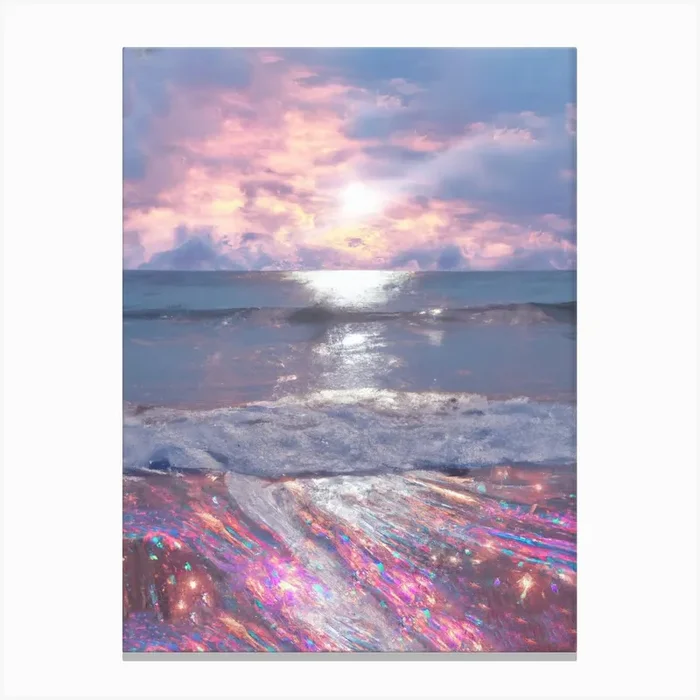 Sunset Beach Clouds Dreamy Canvas Print by Mambo