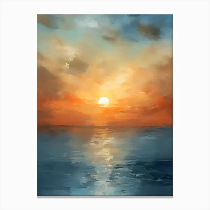 Sunset Over The Ocean 1 Canvas Print by DigitalDoodle