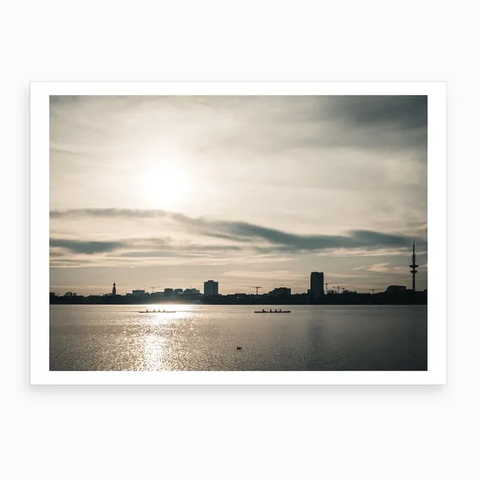Sunset Rowing Art Print by Florian Schleinig