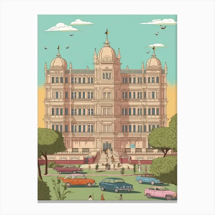 Surat India Travel Illustration 2 Canvas Print by Fusion Designs