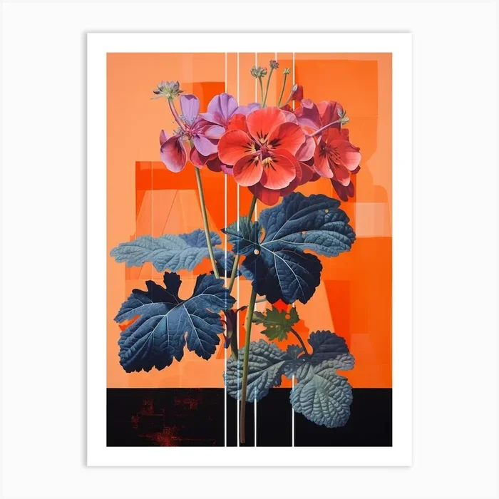 Surreal Florals Geranium 2 Flower Painting Art Print by Botanic Studio