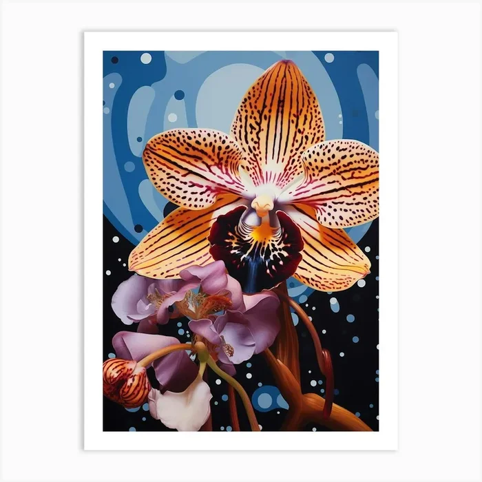 Surreal Florals Orchid 4 Flower Painting Art Print by Botanic Studio