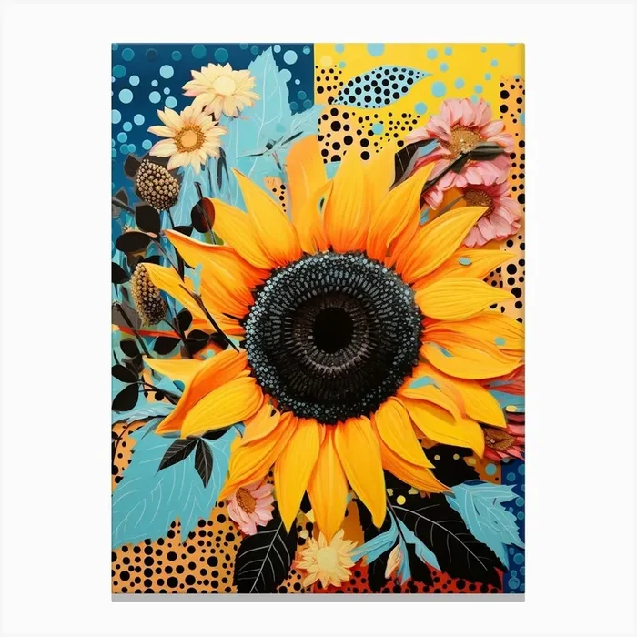 Surreal Florals Sunflower 3 Flower Painting Canvas Print by Botanic Studio