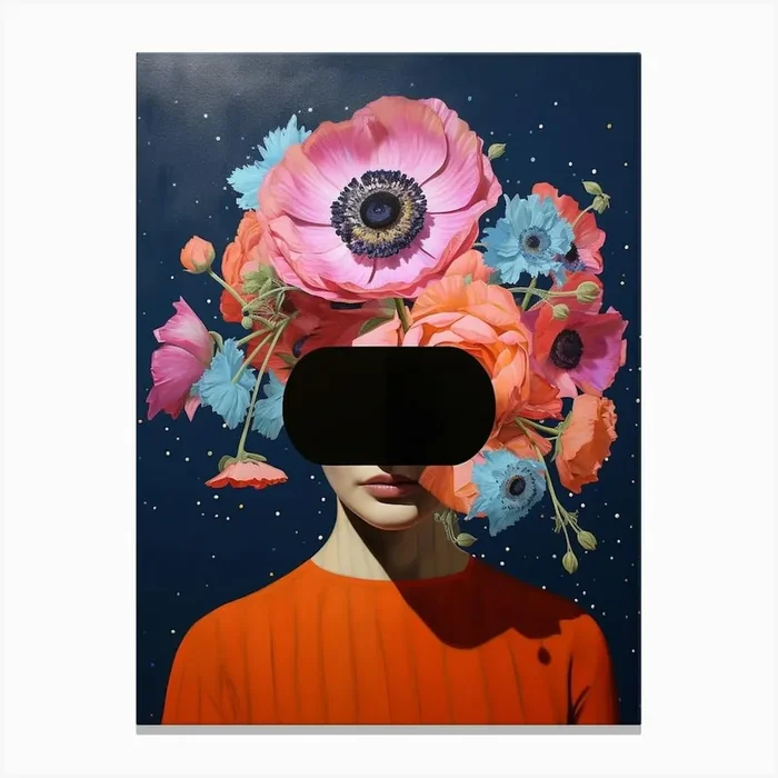 Surreal Flower Portrait 8 Painting Canvas Print by Botanic Studio